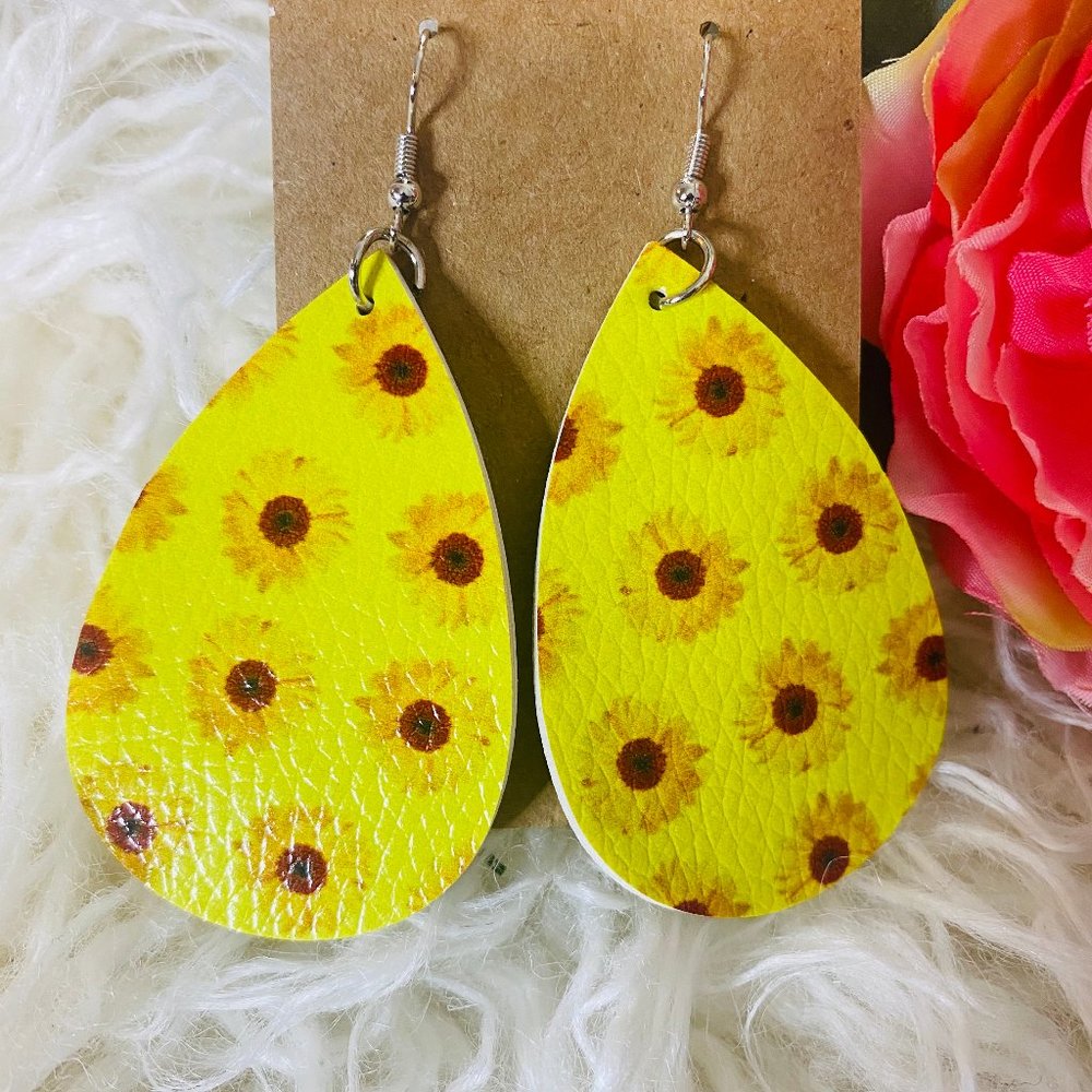 Sunflower Flower Floral Earrings Jewelry